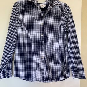 Vineyard Vines Gingham Navy Shirt size 6 preppy